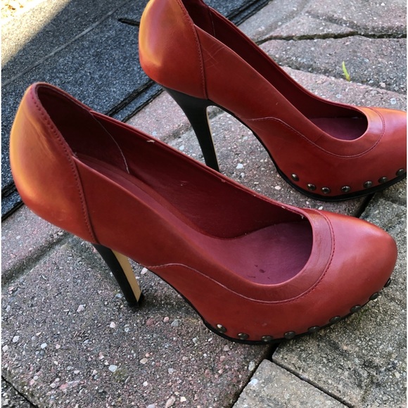 Aldo Red Leather 4” Heels Size 7 - Picture 2 of 9